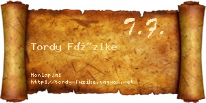 Tordy Füzike névjegykártya